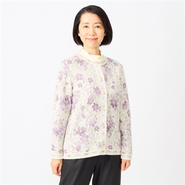 タグ付✨CADORNA 大きいサイズ 3L アンゴラカーディガン お花柄