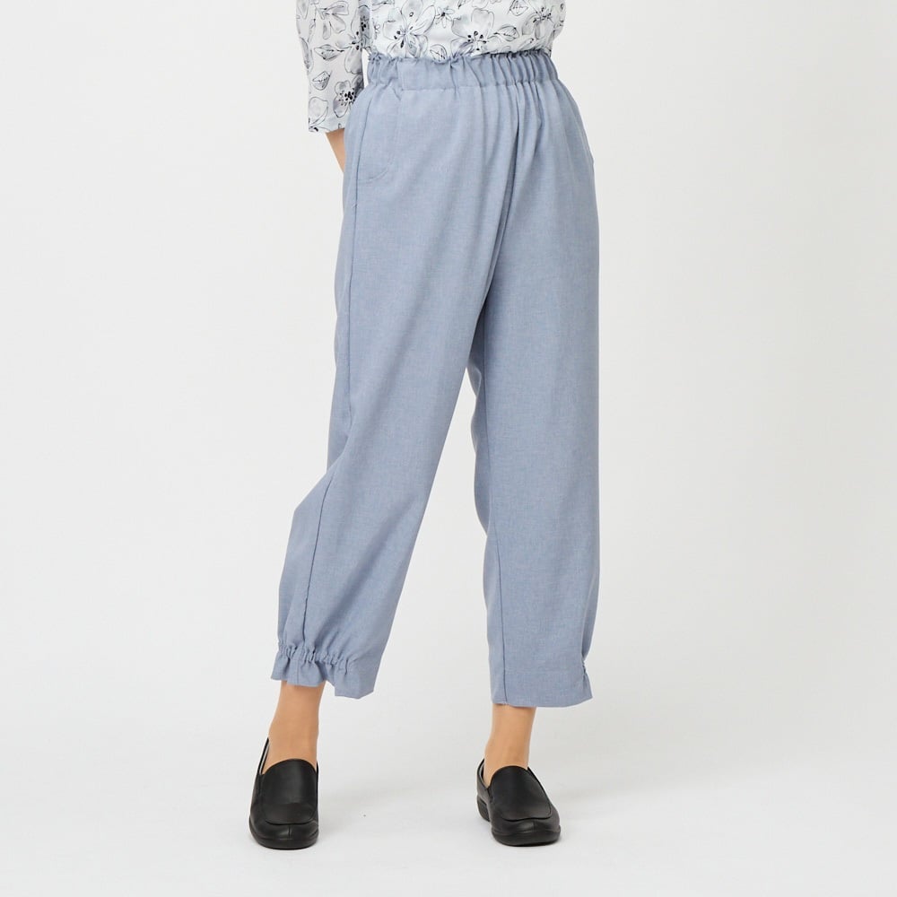 パンツ お出かけもんぺ レディス 着楽美(アオ-XL)