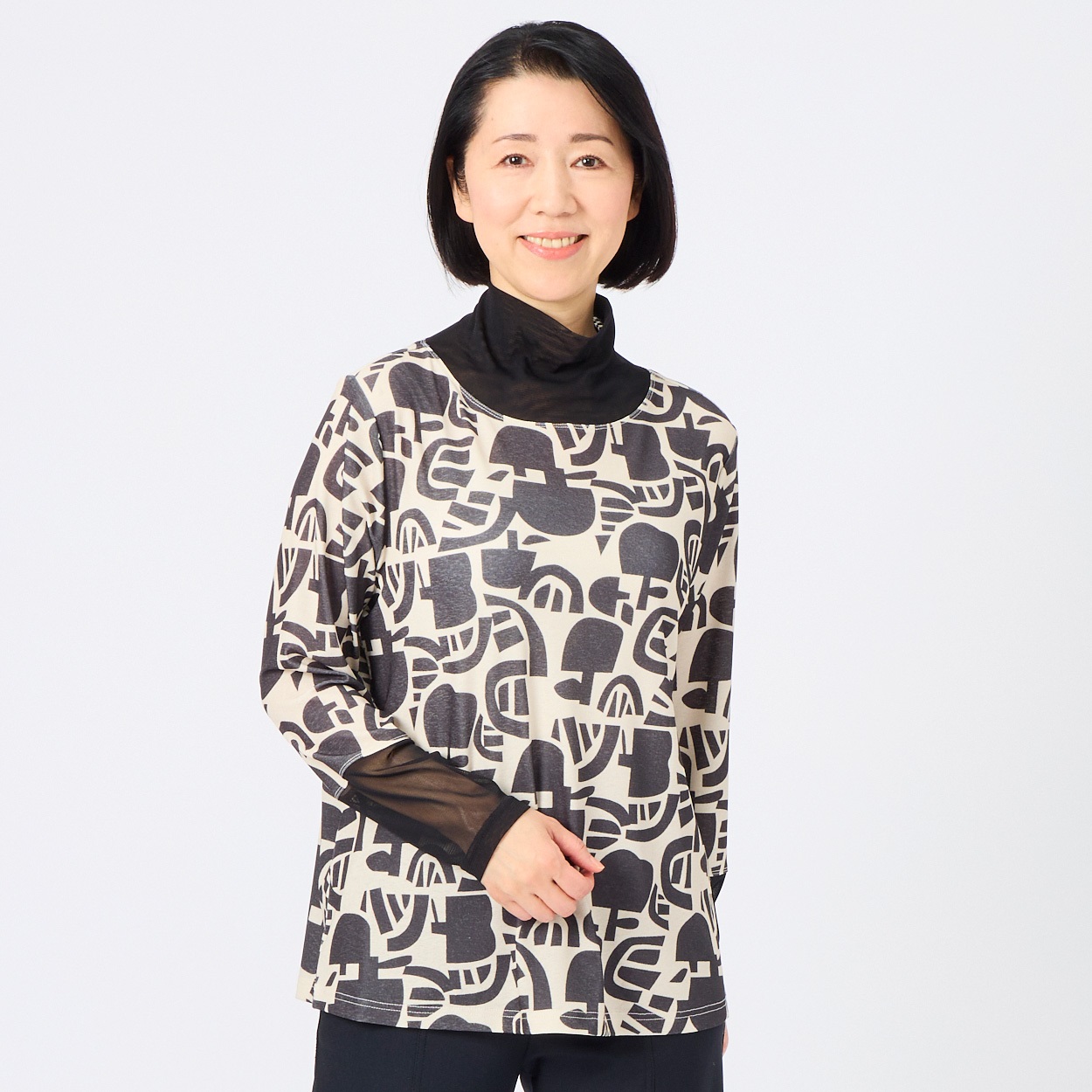 day to day チュニック　ＬＬ　モノトーン　プリント　オシャレ 1450605_1.jpg