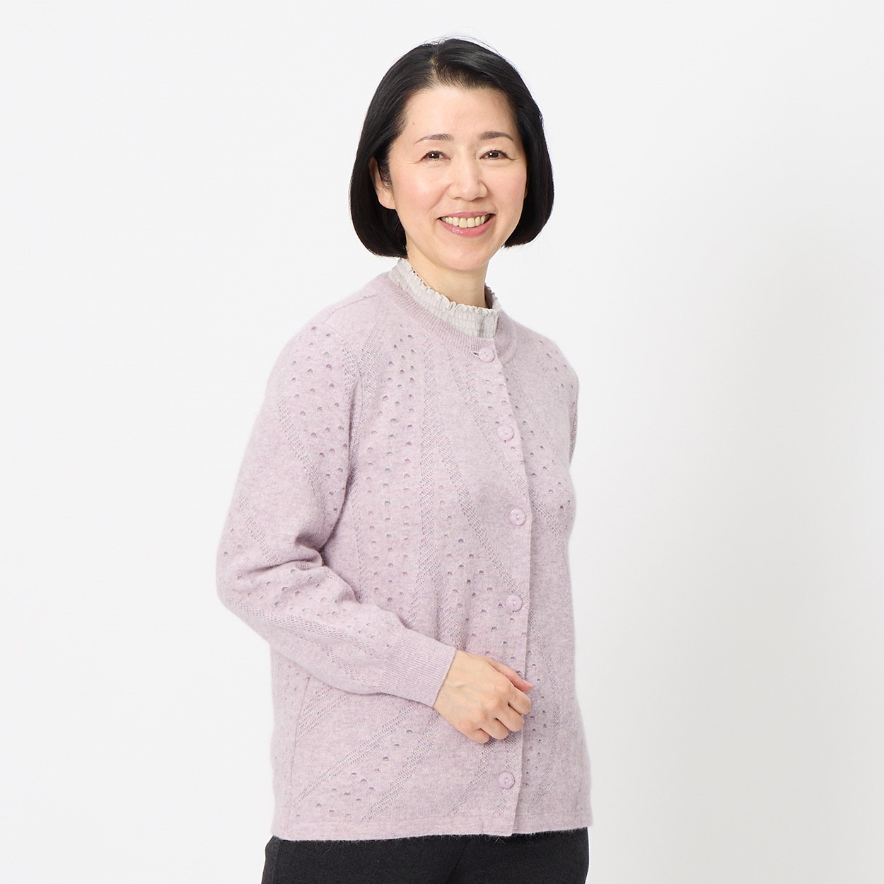 美品】インゲボルグ フラワーモチーフ ウールカーディガン アンゴラ混