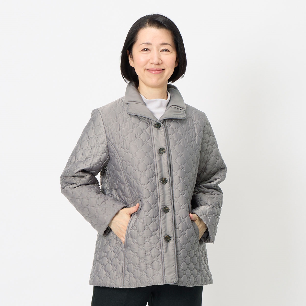 中綿ジャケット 裏アルミ シャンブレー素材 レディス 着楽美(きらび