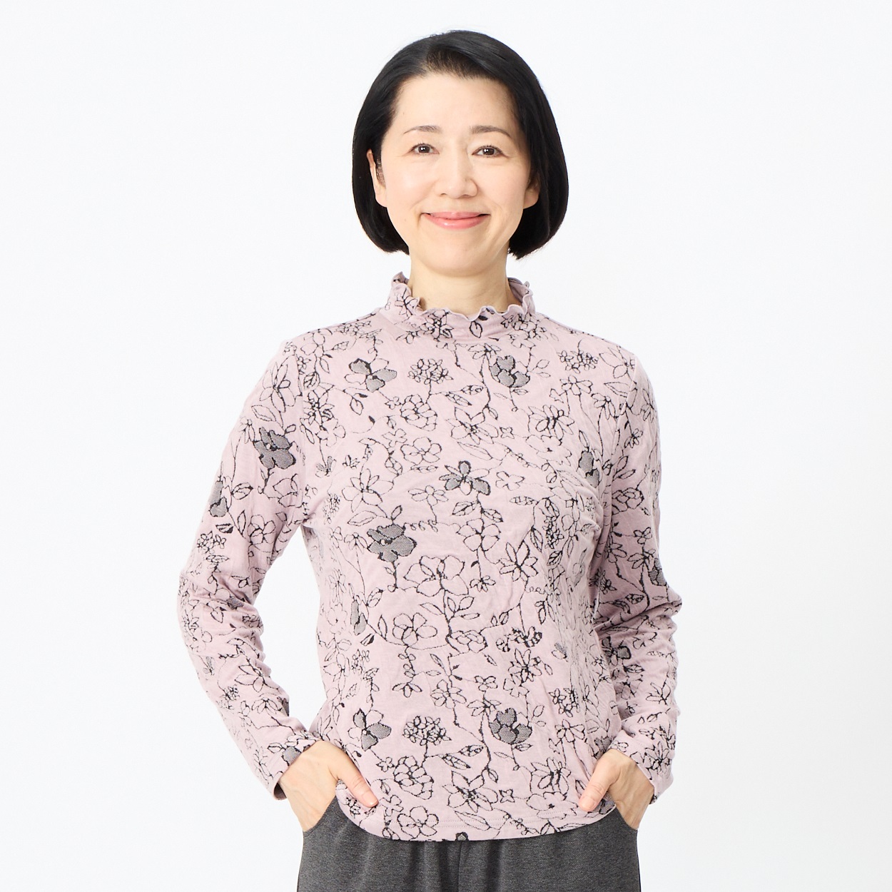 カットソー おりなすとちお リヨセル 花柄長袖 レディス 着楽美(きらび