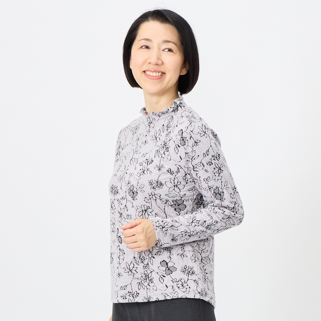 カットソー おりなすとちお リヨセル 花柄長袖 レディス 着楽美