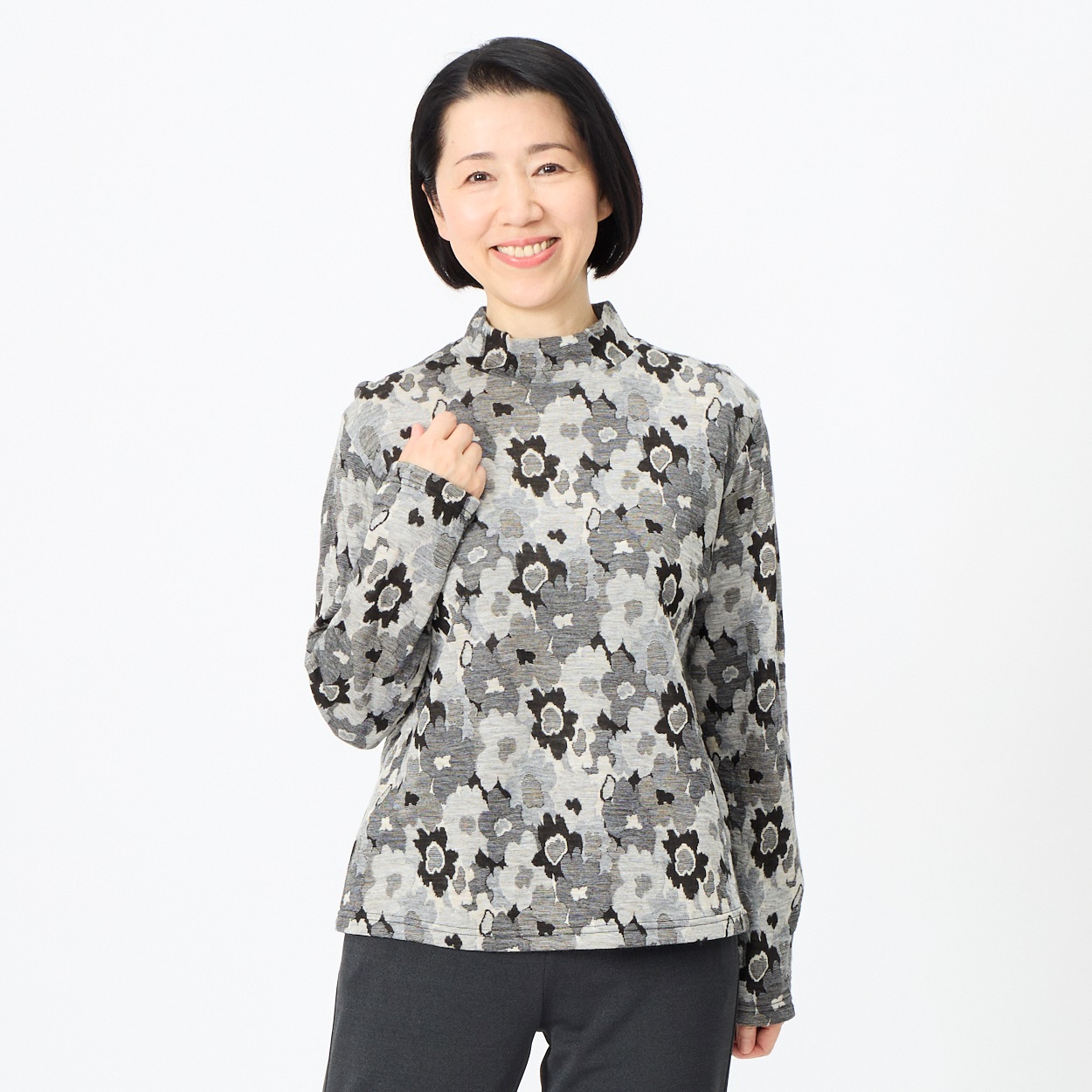 ゆめ【希少XL】レオナール カットソー トップス花柄 ウール シルク レオナール シルクウールカットソー