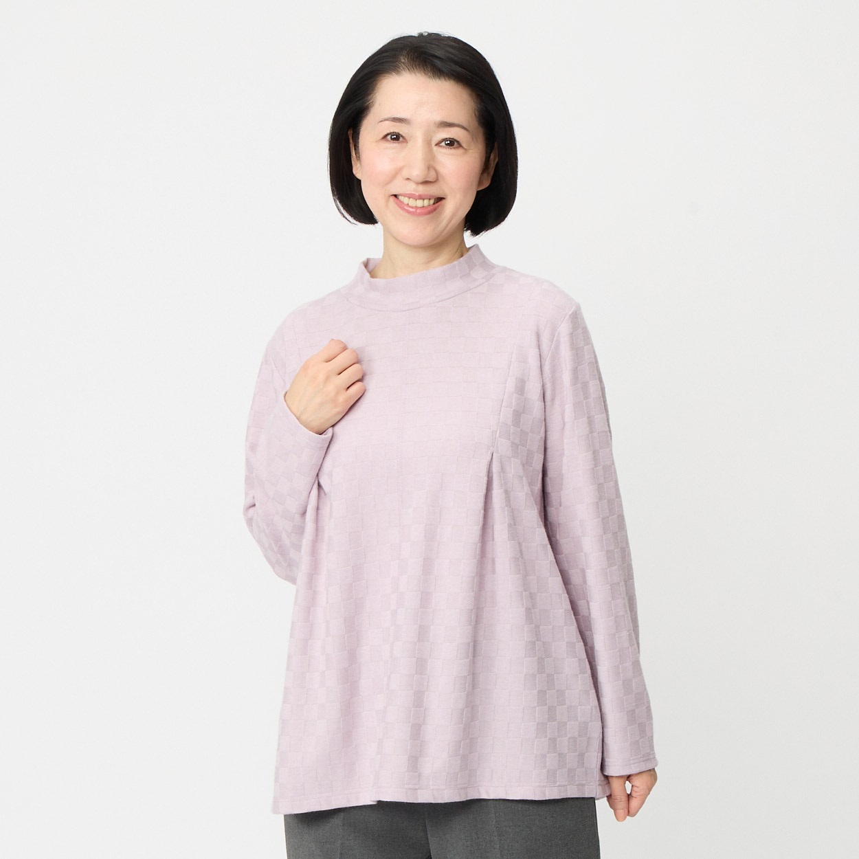 MAR☆美品チュニックカットソー チュニックカットソー リンクス調ジャガード レディス 着楽美(きらび
