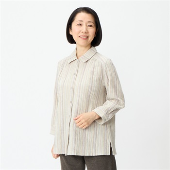 さらふわりシャツ Wガーゼ8分袖 レディス 着楽美(きらび) FU-5971