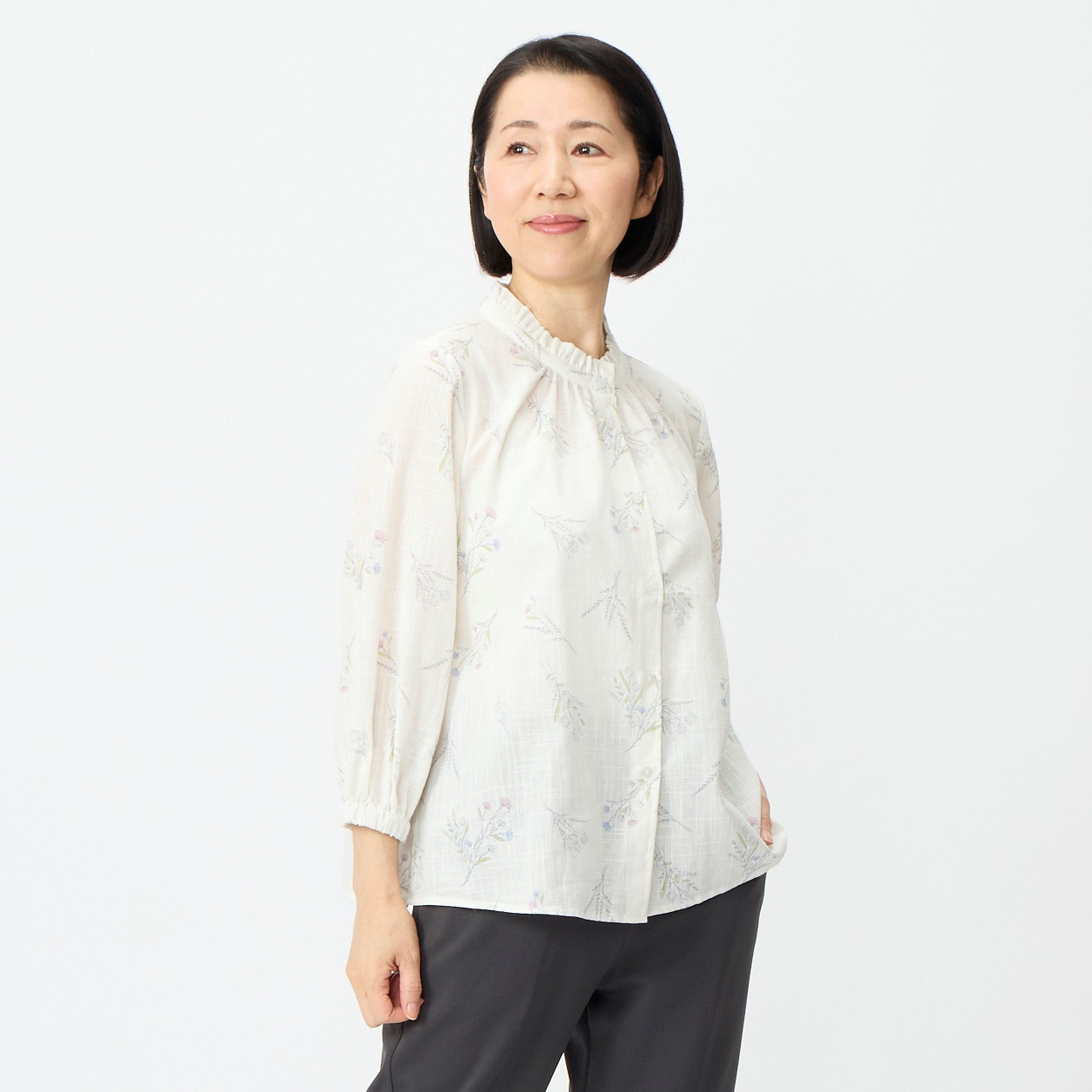 さらふわりシャツ Wガーゼ8分袖 レディス 着楽美(きらび) FU-5971