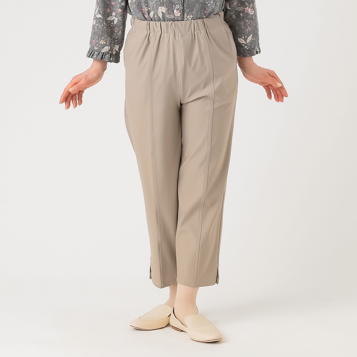 パンツ 55丈 涼感めちゃらく無地 レディス 着楽美(きらび) KO6S70440-04E(チャ-LLL)