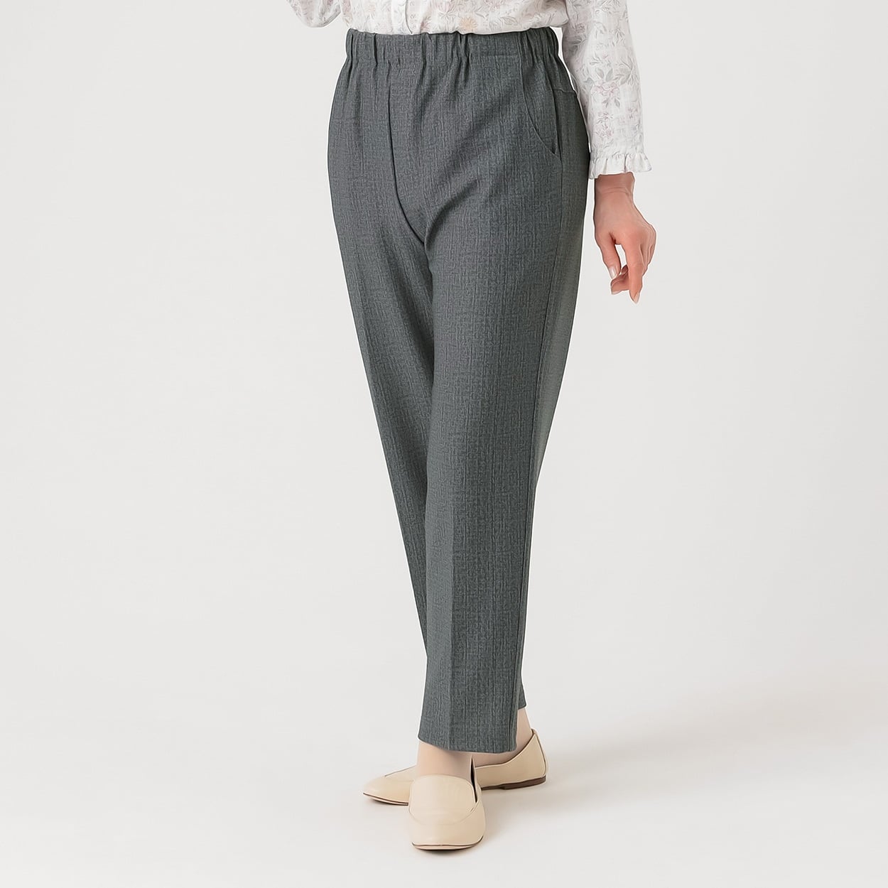 パンツ 60丈 風通す裏メッシュ レディス 着楽美(きらび) KO6S74445-04E(ウスグレー-L)