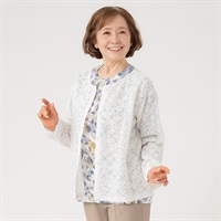 カーディガン 綿混レース レディス 着楽美(きらび) MI-72215(アイボリー-S)