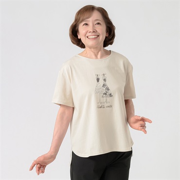 Tシャツ 綿天竺素材 スパンコール刺繡 レディス 着楽美(きらび) JE-261851B