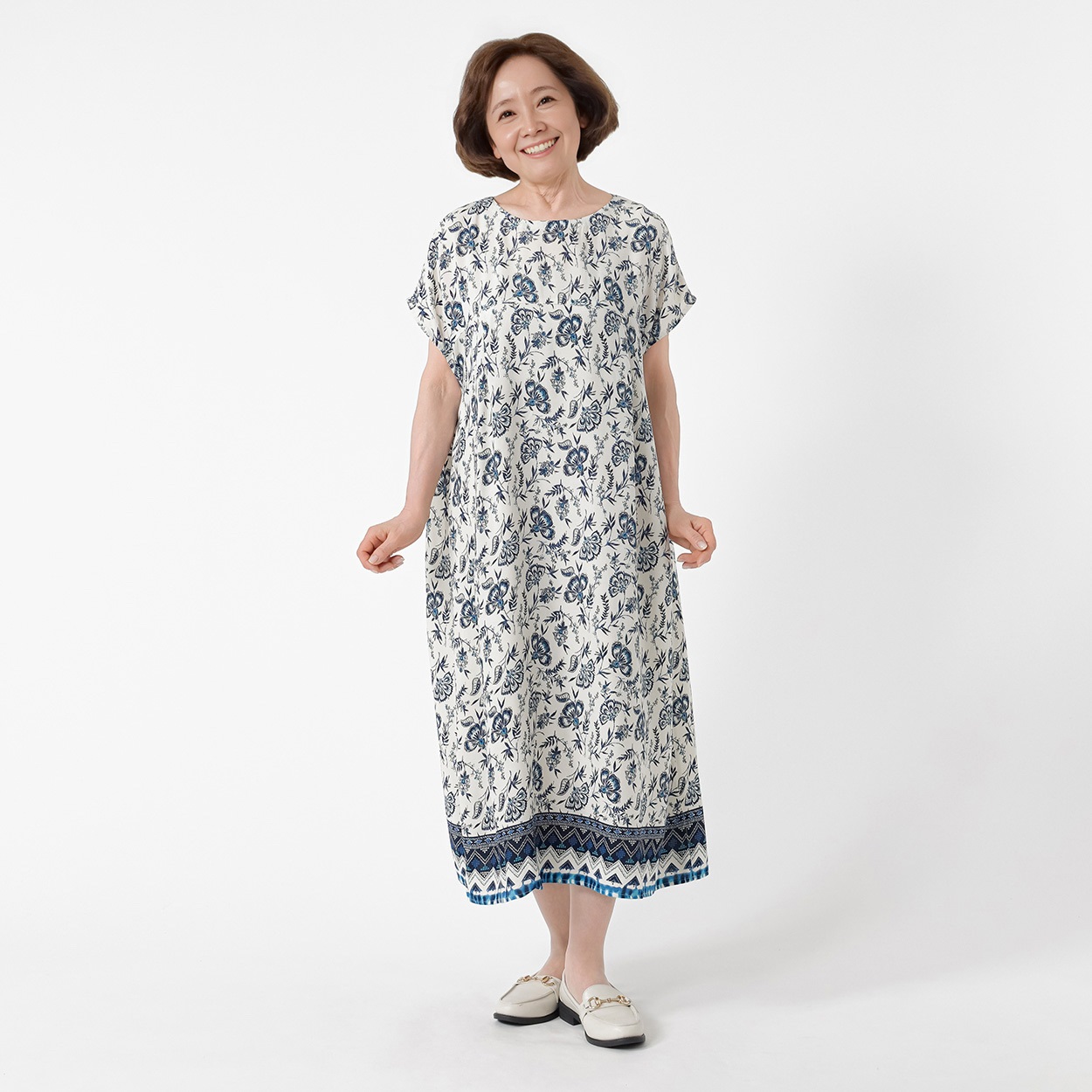 涼やかワンピース フレンチ袖 レディス 着楽美(きらび) FU-5991