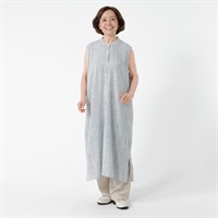 涼やかワンピース 前開きノースリーブ レディス 着楽美(きらび) FU-5992(アオ-S)