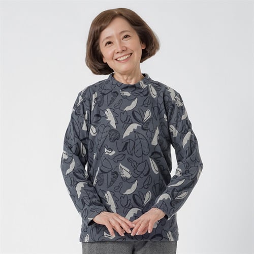 カットソー ソフトタッチ リーフ柄 レディス 着楽美(きらび)