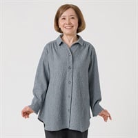 シャツ 綿ワッシャー 68丈 レディス 着楽美(きらび) JE-263860B-N(アオ-M)