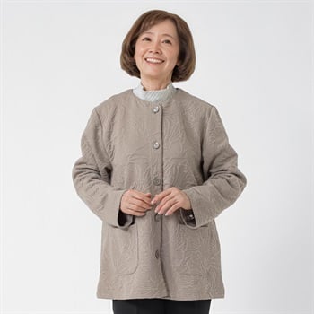 ニットジャケット 68丈ジャガード柄 レディス 着楽美(きらび) JE-263866B-N(ウスチャ-S)