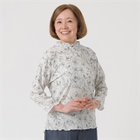 日本製カットソー 富山 楊柳素材線花柄 7分袖 レディス 着楽美(きらび) CPN-679811AB(ウスチャ-S)