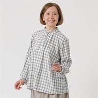 シャツ 60丈 フリル衿 長袖 レディス 着楽美(きらび) FU-1072-N(キナリ-S)
