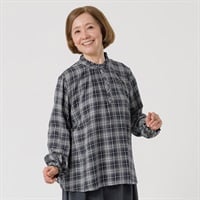 シャツ 60丈 フリル衿 長袖 レディス 着楽美(きらび) FU-1072-N(コイアオ-S)