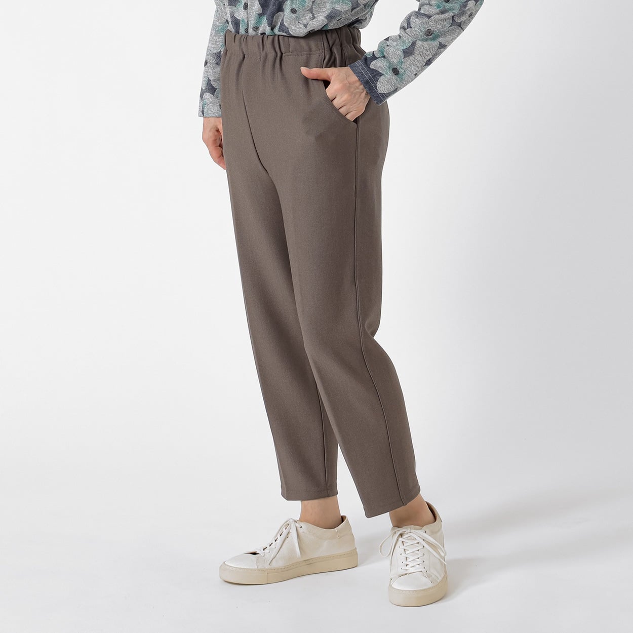 パンツ 55丈 メランジハイテンション生地 レディス 着楽美(きらび) KO6A71225-08E(チャ-M)
