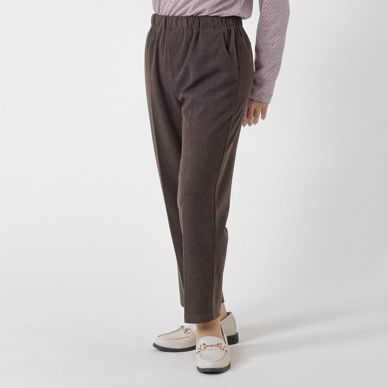 パンツ 58丈 めちゃらく・両面起毛まるでウール レディス 着楽美(きらび) KO6A75817-09E(チャ-LL)