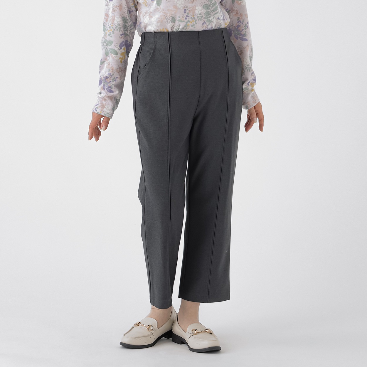 タックワイドパンツ レディス 着楽美(きらび) JCS-383302-N(チャコ－ルグレ－-XL)