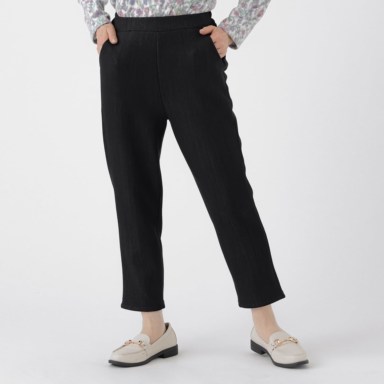 デニムパンツ 裏起毛 レディス 着楽美(きらび) JCS-383301-N(クロ-L)