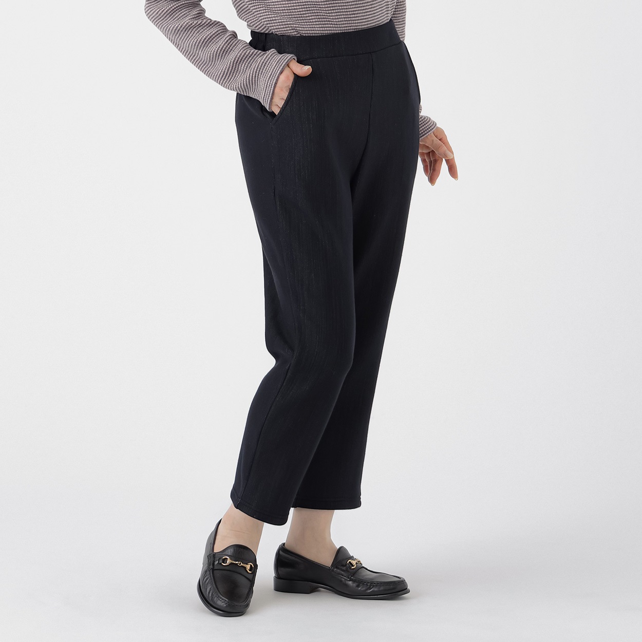 デニムパンツ 裏起毛 レディス 着楽美(きらび) JCS-383301-N(コイアオ-XL)