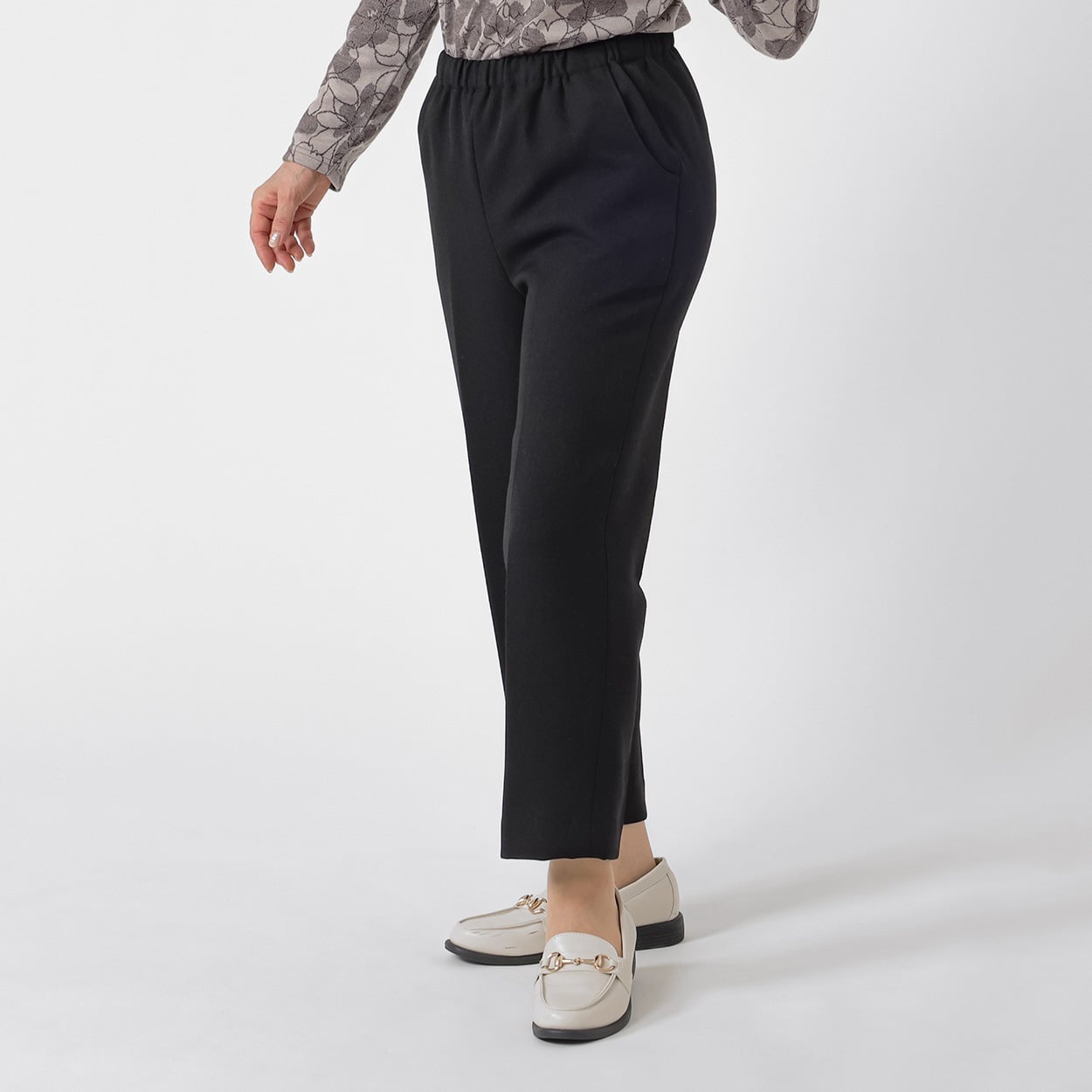 パンツ 55丈 裏起毛深履き レディス 着楽美(きらび) SA-87149-26A(クロ-XL)