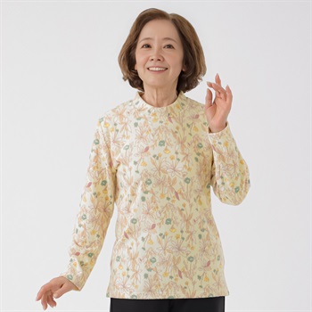 カットソー 起毛シャーリング衿 レディス 着楽美(きらび) IN-364540Y(キイロ-M)