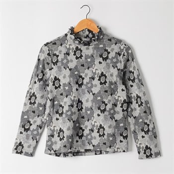 日本製カットソー デイジー花柄 レディス 着楽美(きらび) CPN-679801AB(クロ-S)