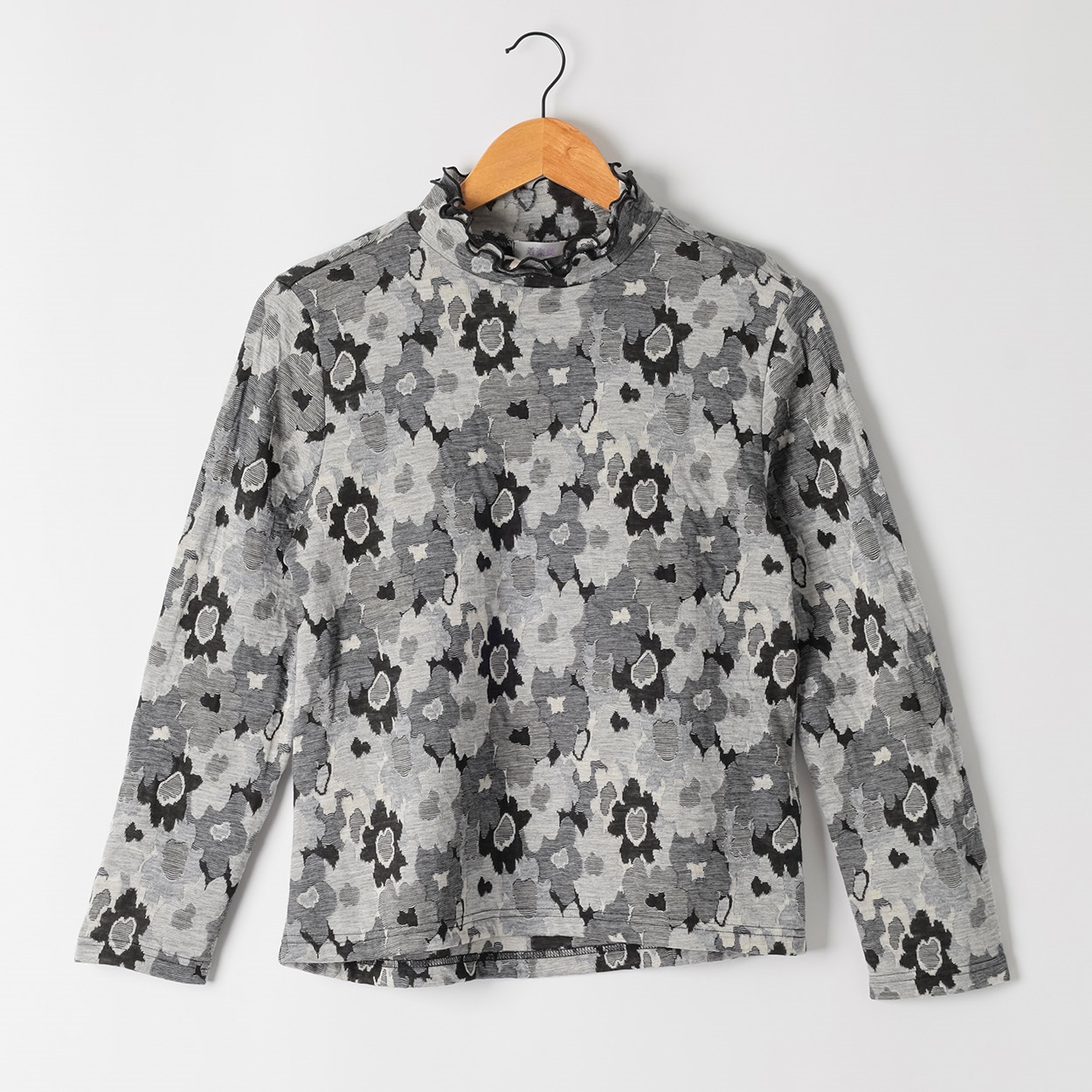 日本製カットソー デイジー花柄 レディス 着楽美(きらび) CPN-679801AB(クロ-XL)