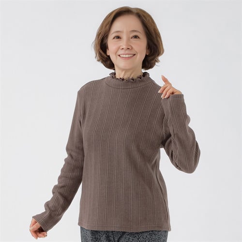 日本製カットソー 泉州ロイヤル針抜き レディス 着楽美(きらび) CPN-679806AB(チャ-S)