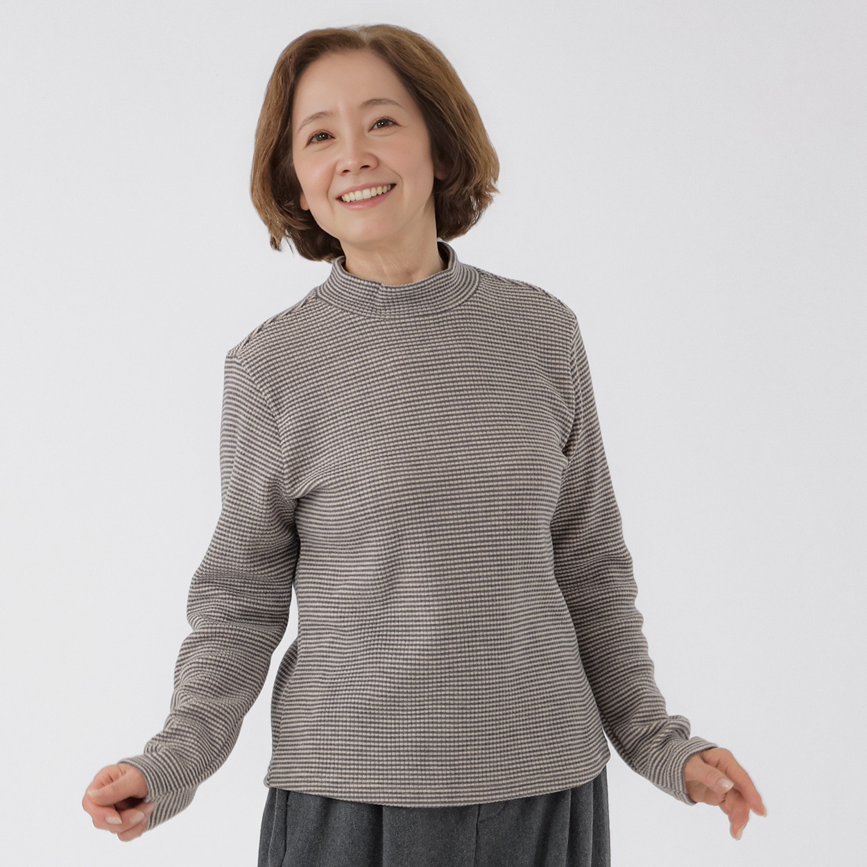 日本製カットソー 泉州ロイヤルピケボーダー レディス 着楽美(きらび) CPN-679807AB(ウスチャ-M)