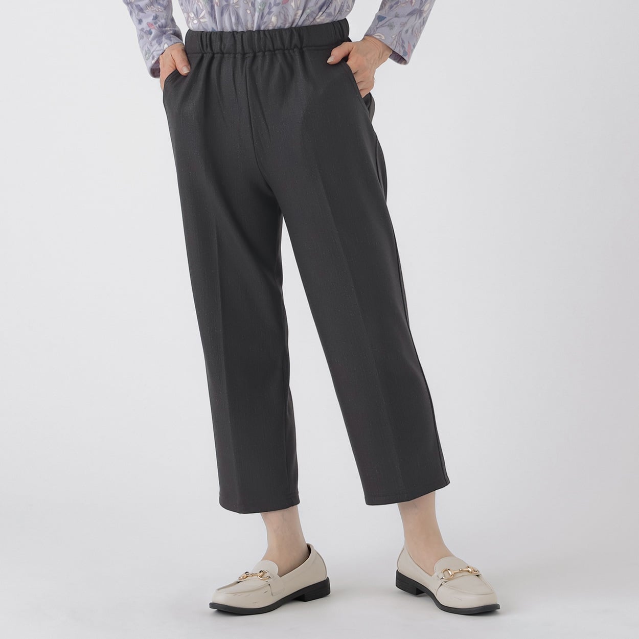 パンツ 55丈 表起毛裏ベロア レディス 着楽美(きらび) KO6A71809-10E(コイチャ-M)