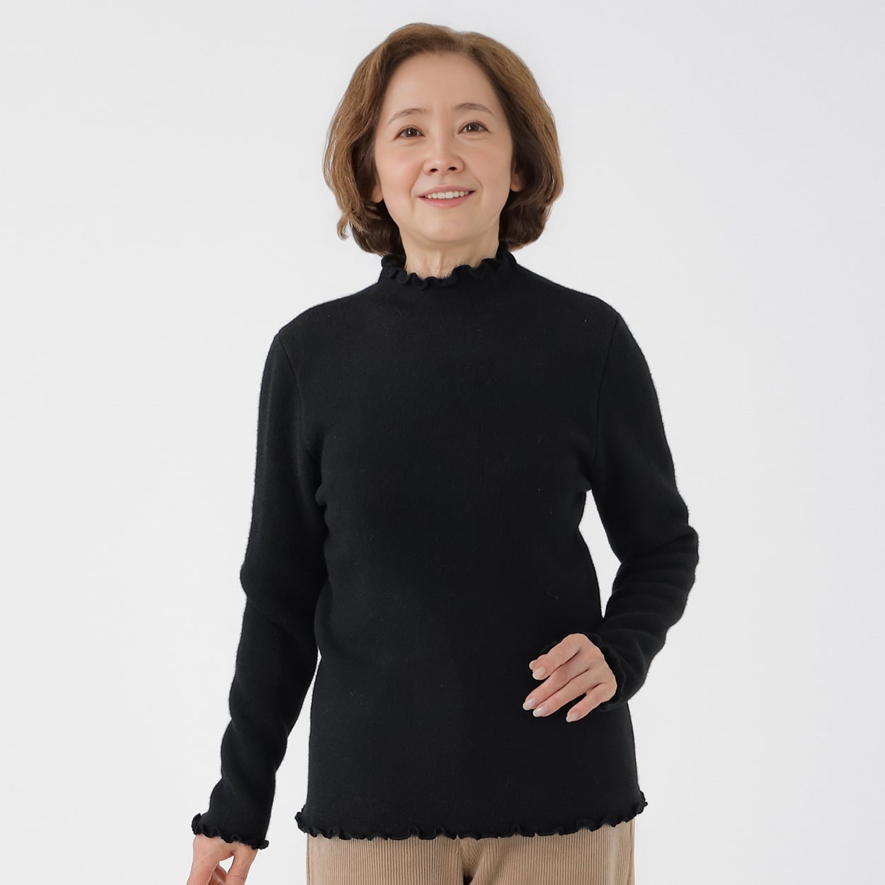 ニット 58丈 裏シャギー レディス 着楽美(きらび) JE-263870B-N(クロ-L)