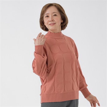 ニット サークル柄 56丈 レディス 着楽美(きらび) MI-92500-N(ウスダイダイ-M)