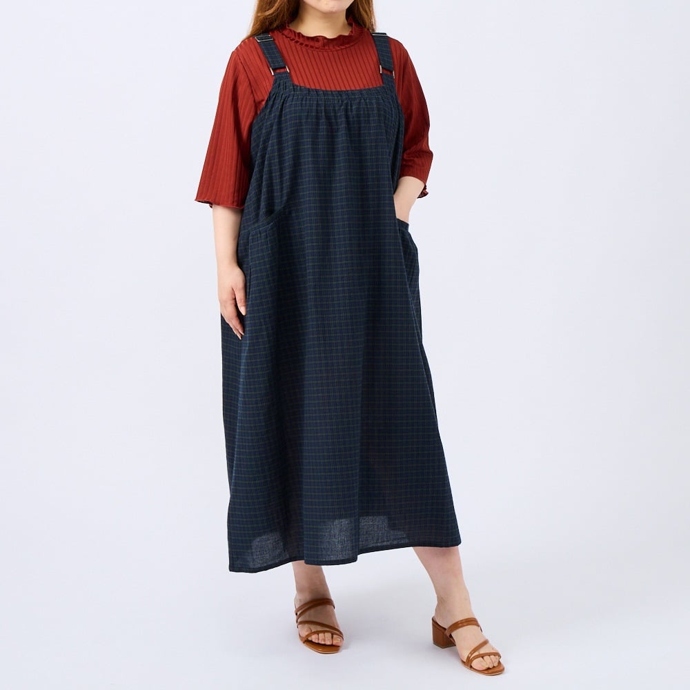 Fit me clothing＊ギャザーたっぷりジャンスカ(綿) レディス 大きい 
