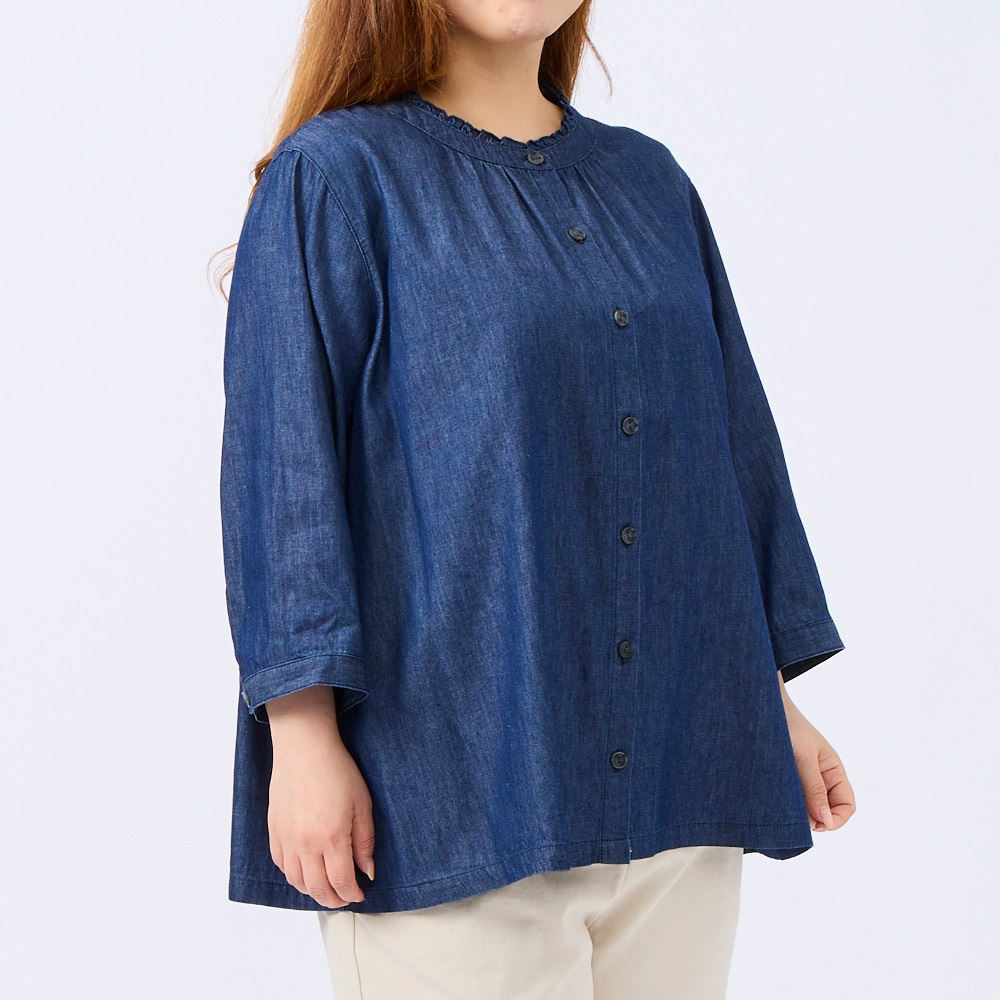 Fit me clothing＊フリルネックブラウス(デニム) レディス 大きい 