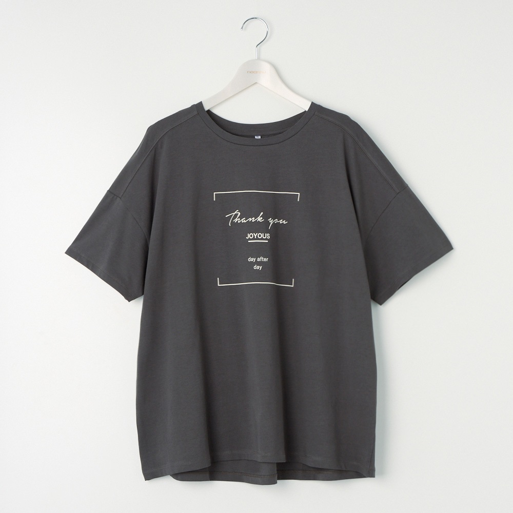 オーガニックコットン 肩切替後ろタックロゴプリントTシャツ
