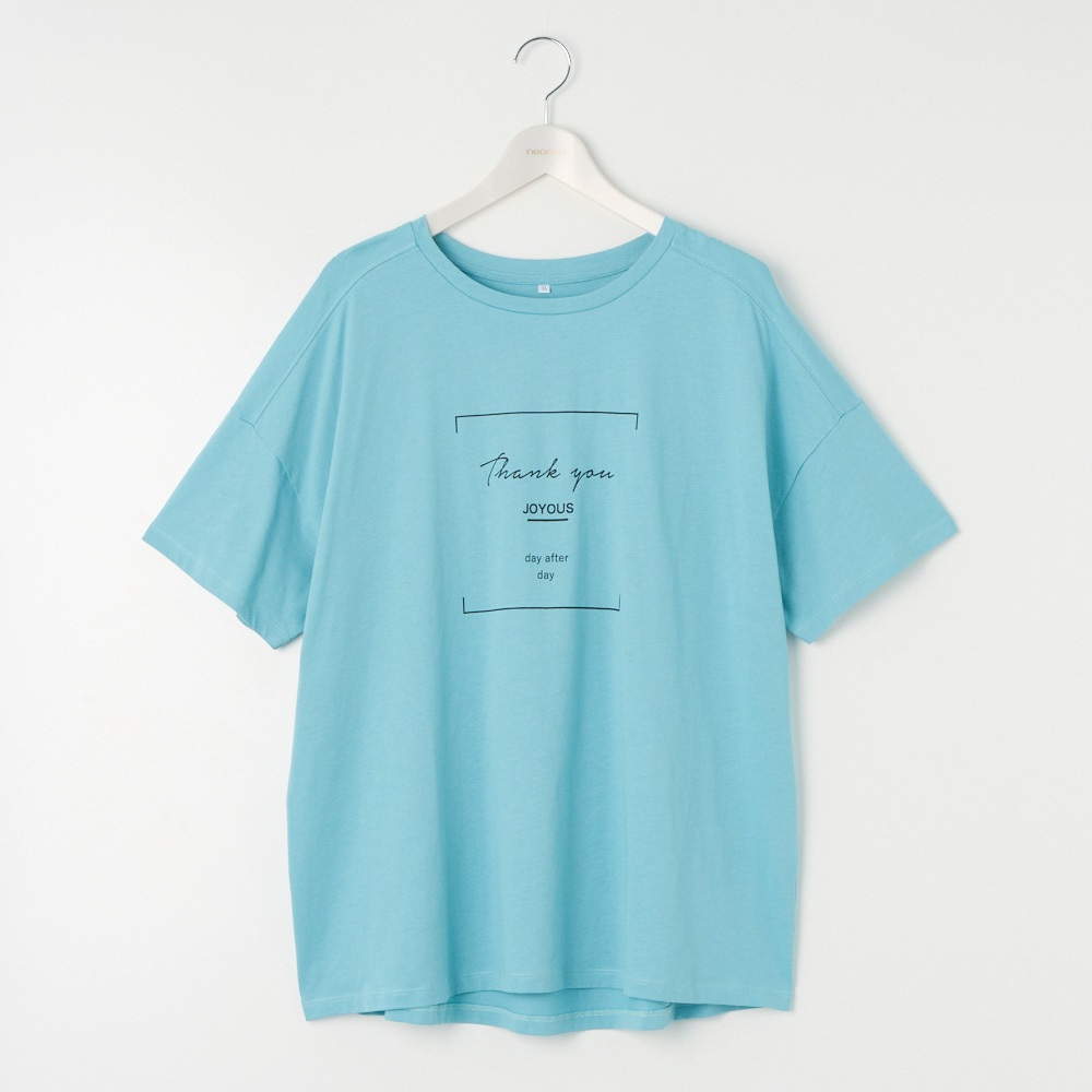 オーガニックコットン 肩切替後ろタックロゴプリントTシャツ