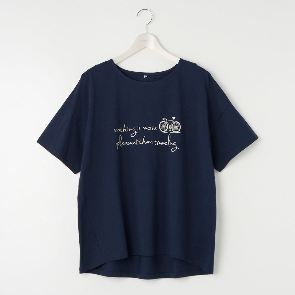 オーガニックコットン 後ろタック自転車プリントTシャツ