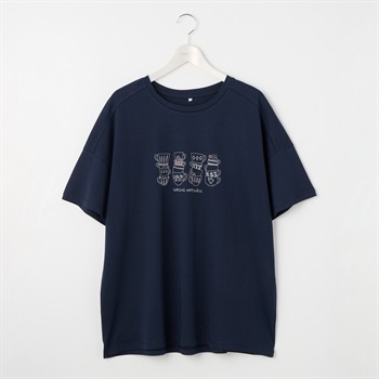 オーガニックコットン肩切替後ろタックカッププリントTシャツ