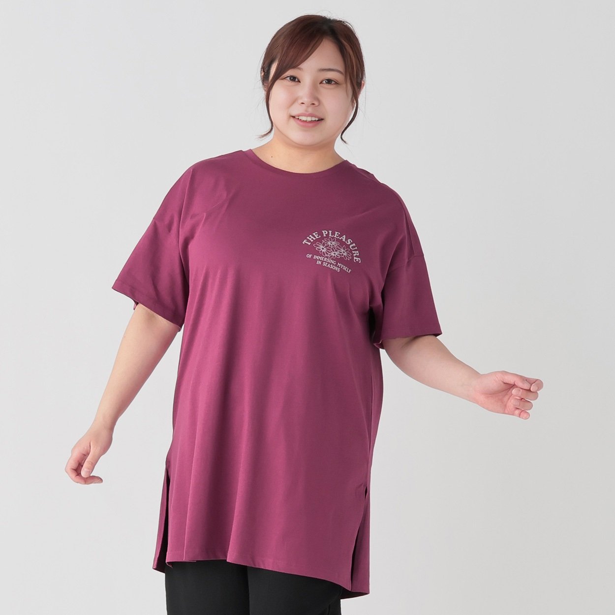 オーガニックコットン後ろタック胸プリントチュニック レディス