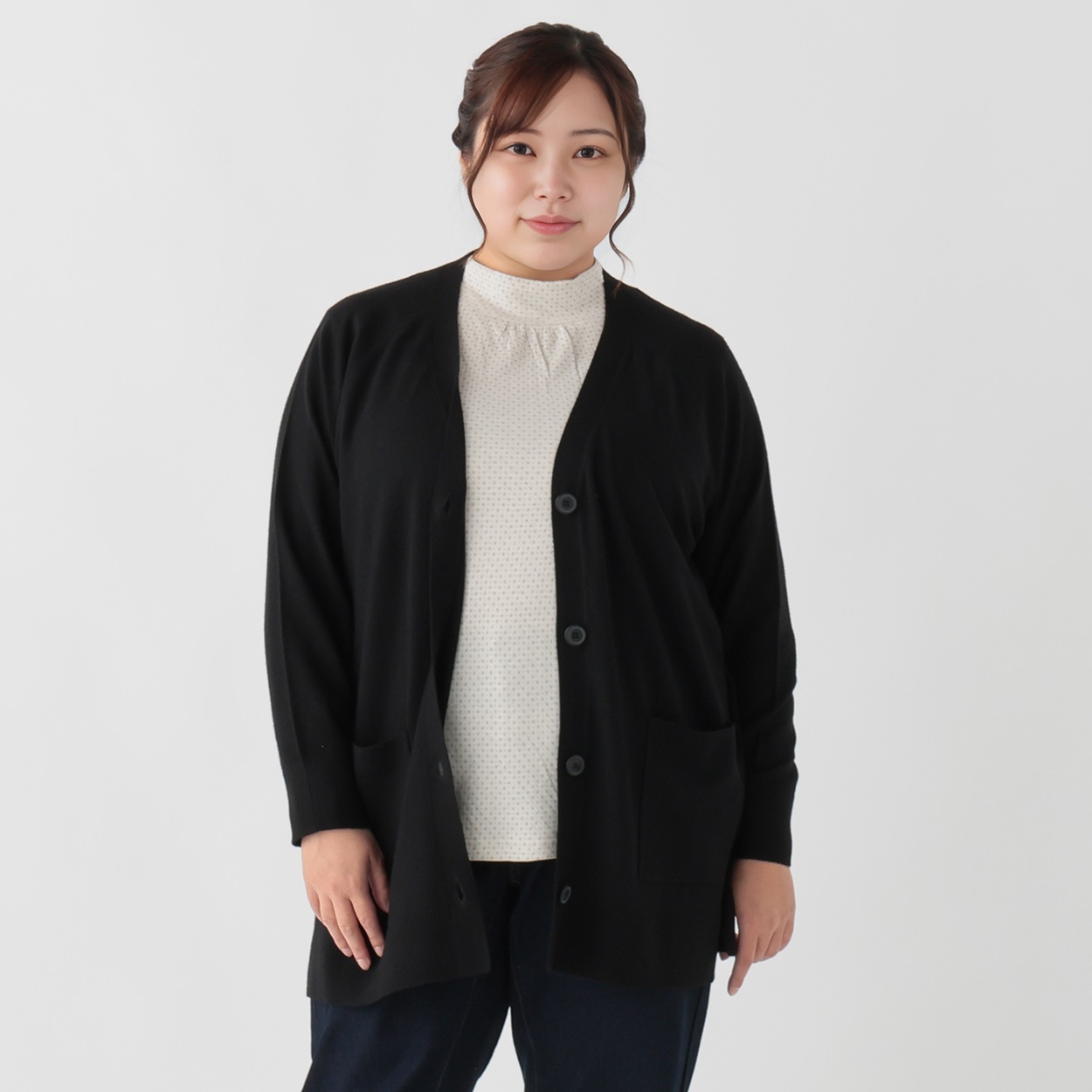 TOPVALU＊ミドル丈V首カーディガン レディス 大きいサイズ noannu