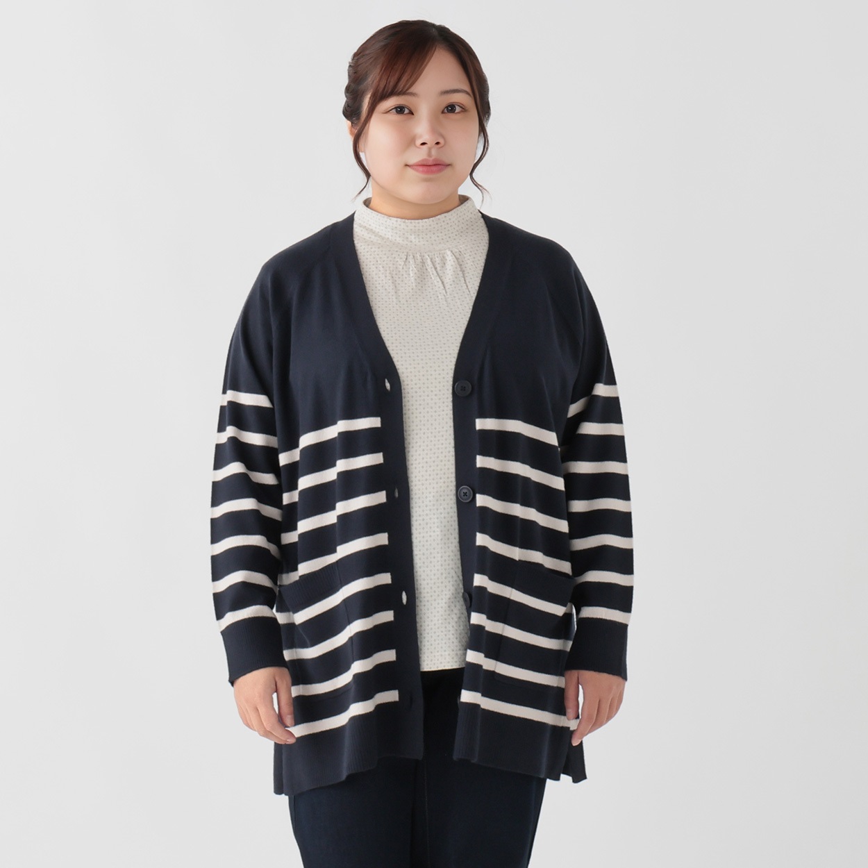 TOPVALU＊ミドル丈V首カーディガン レディス 大きいサイズ noannu