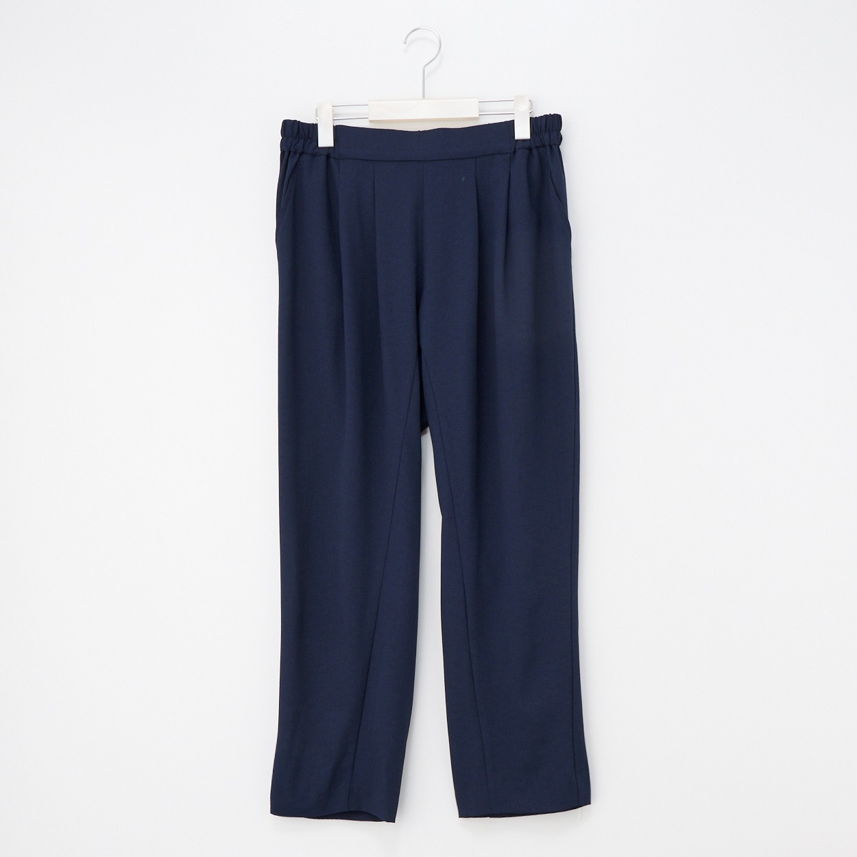 【ポイント20倍対象商品】麻調ストレッチパンツ レディス 大きいサイズ noannu(ネイビー-5L)