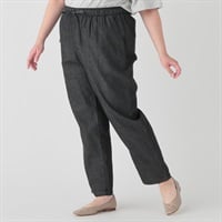 ライトオンスデニムテーパードパンツ レディス 大きいサイズ noannu(ブラック-LL)