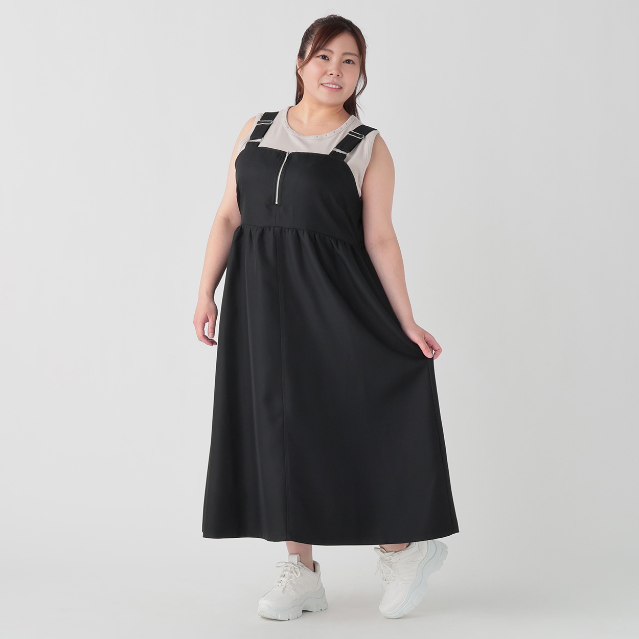 ツイルZIP付きジャンスカ レディス ぽっちゃりサイズのnoannu