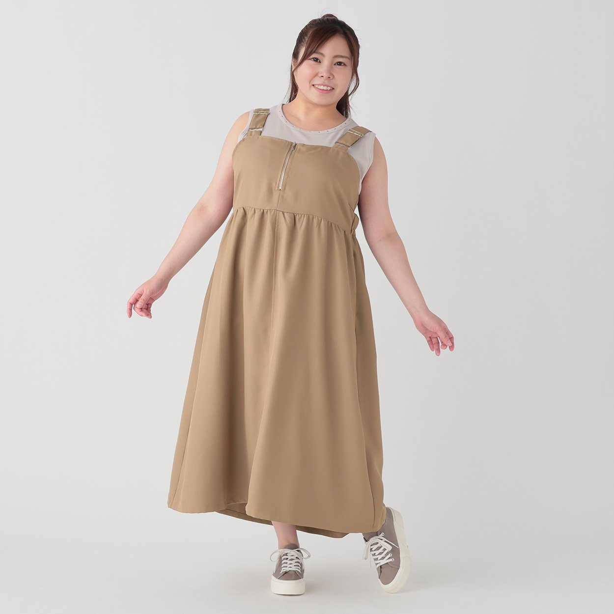 ツイルZIP付きジャンスカ レディス ぽっちゃりサイズのnoannu